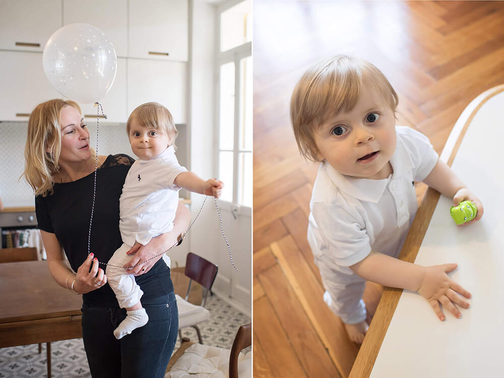 Portrait bébé avec un ballon hélium. Séance photo anniversaire Marseille