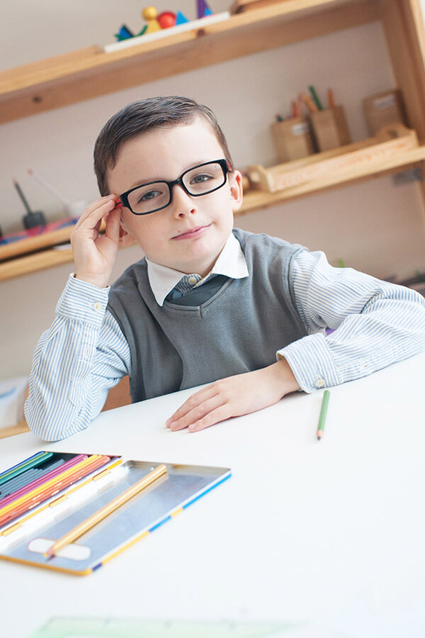 Portrait en classe. Ecole Montessori Esclaibes.