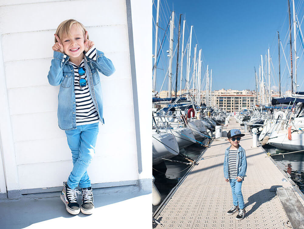 Portrait d'un enfant modèle avec uns superbe casquette Vans.